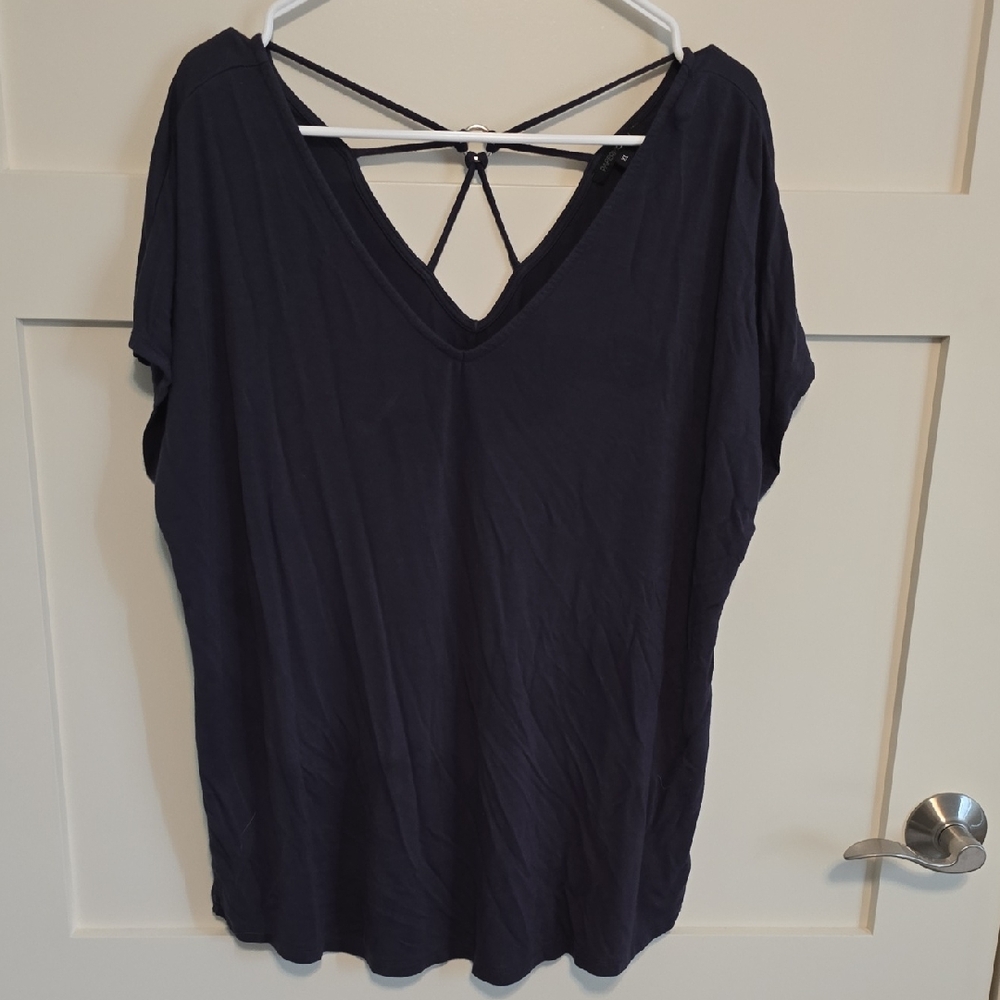 Papermoon Blue Backless Short Sleeve Blouse